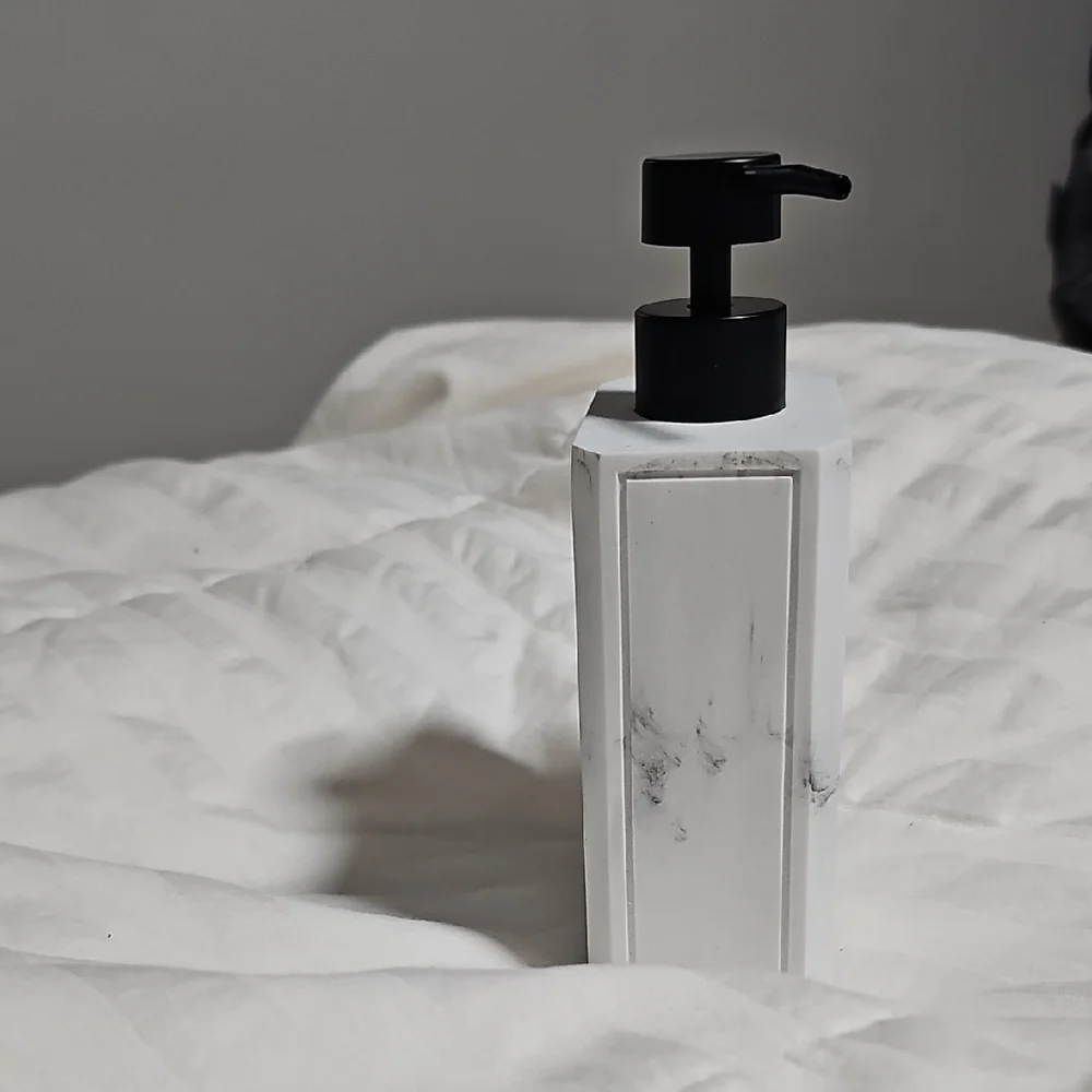 Marble Soap Dispenser with Black Pump